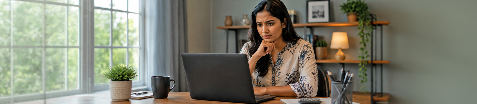 Woman looking at her laptop