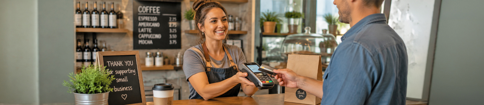 customer using tap to pay